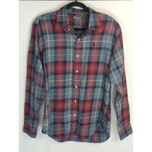 Polo By Ralph Lauren Blue & Red Plaid Button Up Shirt Womens XL Preppy Prairie‎